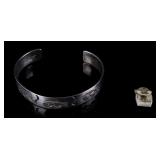 Inuit Char. Figure & Len Adakai Silver Bracelet