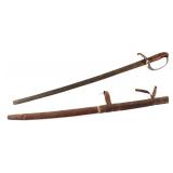 Mexican Cavalry Sword With Leather Sheath c 1830s