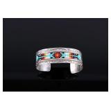 Signed Navajo Sterling Silver Beaded Bracelet