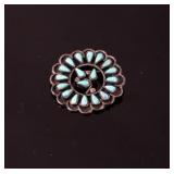 Early Navajo Old Pawn Silver Turquoise Brooch Pin