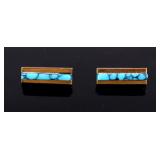 Navajo Gold & Sterling Silver Turquoise Earrings