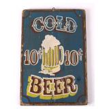 Hand Painted Cold Beer Advertising Sign