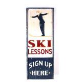 Hand Painted Ski Lessons Advertising Sign