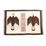 Navajo 1966 Pictorial Twin Bald Eagle Rug