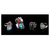 Navajo Turquoise & Sterling Silver Old Pawn Rings