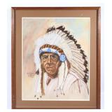 Earl Old Person Chief Pastel Painting By H. Wright
