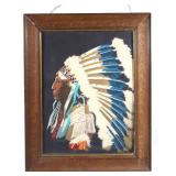 Painted Felt Portrait of Indian Chief
