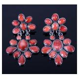 Navajo Red Spiny Oyster Sterling Silver Earrings