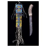 Arapaho Fully Beaded Sheath & Trail Knife c. 1880-