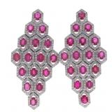 Stunning Ruby Diamond & 14k White Gold Earrings