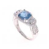 Natural Aquamarine & Diamond 14K Gold Ring