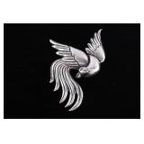 Mexico Sterling Silver Flying Bird Brooch 1940s