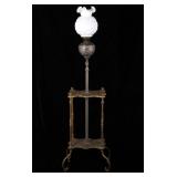 Victorian Floral Iron & Brass Piano Gas Lamp Table