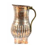 Large Hand Tooled Copper & Brass Pitcher