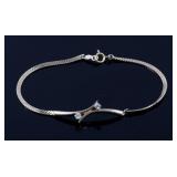 14K Gold & Diamond Herringbone Bracelet