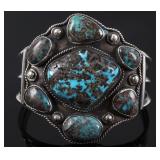 Navajo Bisbee Turquoise Silver Bracelet