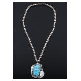 Navajo Sterling & Turquoise Pendant Necklace