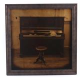 Saloon Piano & Stone Gold Foil Framed Photograph