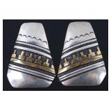 Navajo Tommy Singer Sterling & 14K Gold Earrings