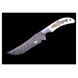 Montana Cutthroat Trout Scrimshaw Damascus Knife