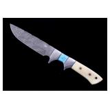 M.T. Knives Turquoise Bowie Damascus Knife