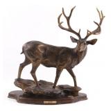 Early Snow Bronze Deer Sculpture By Scott Lennard