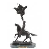 Buffalo Signal Bronze Statue By Frederic Remington
