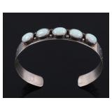 Navajo Sterling Silver & Fire Opal Bracelet