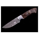 M.T. Knives of Bozeman Rams Horn Damascus Knife