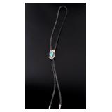 Navajo Sterling & Turquoise Chip Inlay Bolo Tie