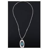 Navajo Sterling & Turquoise Shadowbox Necklace