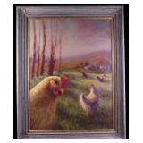 Original Naomi Gray "Field of Chickens" Painting
