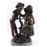 Auguste Moreau Boy & Girl w/ Ball Bronze Sculpture