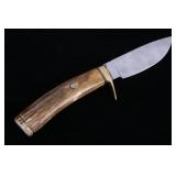 CO Coleman  Antler Chipped Inlay Turquoise Knife