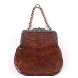 Alligator Hide & Silver clutch purse early 1900
