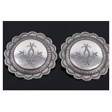 Signed Navajo Hand Tooled Sterling Silver Earrings