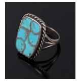 Navajo Sterling Silver and Turquoise Inlay Ring