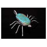 Navajo Sterling Turquoise Spider Woman Pendant