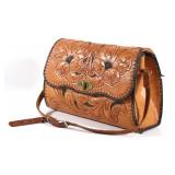 Large Hand Tooled Western Leather Purse