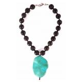 Hawaiian Lava Rock & Turquoise Sterling Necklace