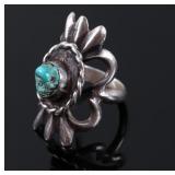 Navajo Cast Sterling & Turquoise Mountain Ring