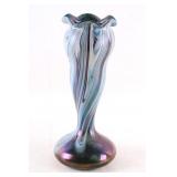 Art Deco Royal Purple/ Blue Pulled Glass Vase