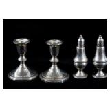 Silver Salt & Pepper Shaker & Candle Stick Holders