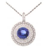 HUGE 11.23 ct. Tanzanite & Diamond 14K Necklace