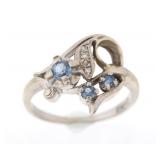 Montana Yogo Sapphire & Diamond 14K Gold Ring