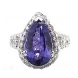 FLAWLESS Tanzanite & Diamond Platinum Ring