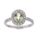 Vintage Montana Sapphire & Diamond Platinum Ring