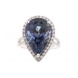 RARE Tanzanite & Diamond 14K Gold Ring w/ GIA