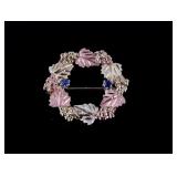 10K Gold & Montana Sapphire Grape Leaf Pin Brooch