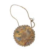 Painted & Metal Tacked Rawhide Drum W/ Carry Strap